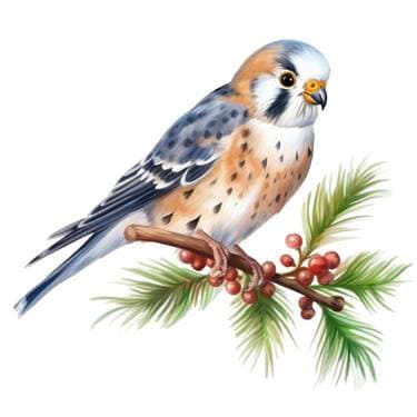 WATERCOLOR Bird and Berries with Jade Scarlett