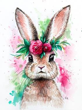 Bunny in Roses Watercolour - Paint and sip event at Chuck's Roadhouse North Whitby in Whitby, ON - PaintNite.com