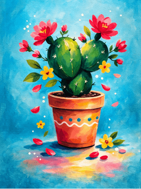 Cactus Flower Bloom - Paint and sip event at The Old Spaghetti Factory in SAN JOSE, CA - PaintNite.com