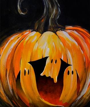 Halloween Pumpkin and the ghosts - Paint and sip event at Kawartha Downs and casino in Fraserville, ON - PaintNite.com