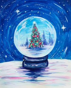 Christmas Magic Snow Globe - Paint and sip event at Moxies Yorkdale in North York , ON - PaintNite.com