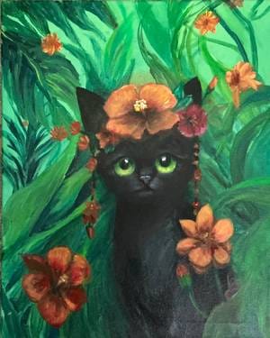 Friday It’s a Frida Kahlo World, Kitty — Painting