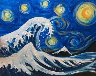 Wavy wavy night - Paint and sip event at Wan Wang Restaurant in Worcester, MA - PaintNite.com
