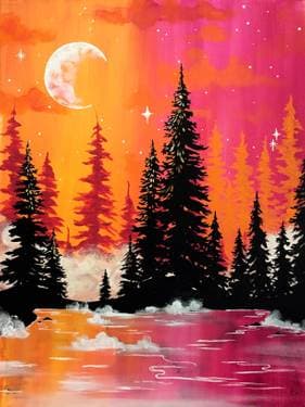 Enchanted Reflections - Paint and sip event at LuLu Island Winery in Richmond, BC - PaintNite.com