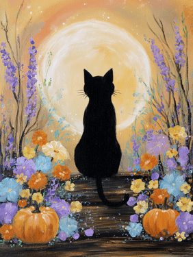 Black Cat in the Moonlight — Painting