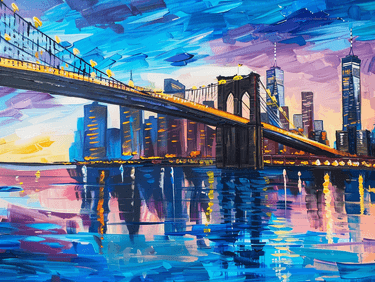 Brooklyn Bridge- Wanderlust Collection - Paint and sip event at Levittown Lanes Bar & Grill in Levittown, NY - PaintNite.com