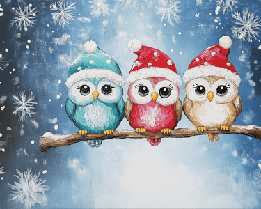 Snowflakes, Wine & Wise Owls — Paint Nite at Grafted Cellars Restaurant — Painting