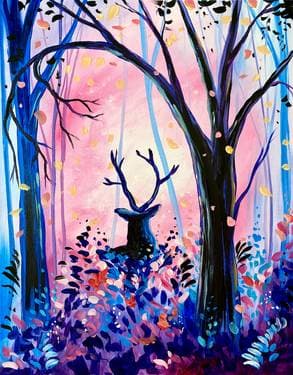 Dreamy Autumn Stag - Paint and sip event at Mongolian Village Grill West in Nepean, ON - PaintNite.com