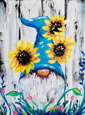 Grateful Gnome with Sunflowers - Paint and sip event at Tunnel Espresso in Pointe-Claire, QC - PaintNite.com