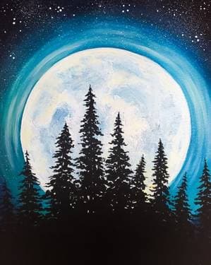 Glowing Moon Trees - Paint and sip event at The Well at Elements Casino Chilliwack in Chilliwack, BC - PaintNite.com
