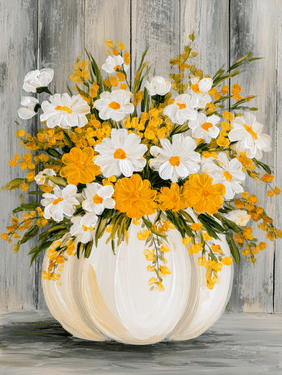 "White Pumpkin Floral Bouquet" — Painting