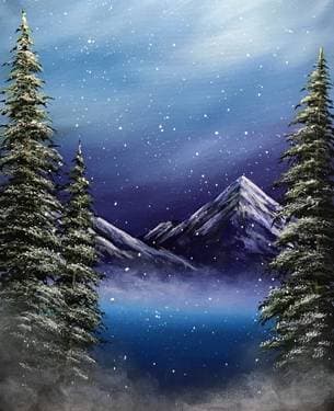 Misty Mountain Winter - Paint and sip event at Rosedale Hall in Smiths Falls, ON - PaintNite.com