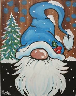Blue Christmas Gnome - Paint and sip event at The Cat N' Fiddle in Calgary, AB - PaintNite.com