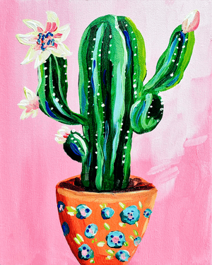 Pretty Little Cactus Pot - Paint and sip event at The Clove Art Complex in Gilroy, CA - PaintNite.com