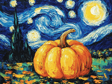Vincent Van Gourds Starry Fright - Paint Nite event in Upland, CA