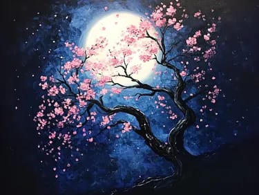 Blue Moon Cherry Blossom at Sidelines Sports Bar & Grill - Glen Burnie — Painting