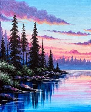 Soft sunset by the water - Paint and sip event at Echo Park Pitfire Pizza in Los Angeles , CA - PaintNite.com