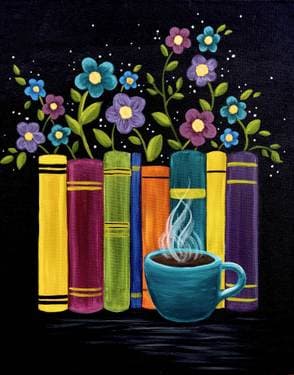 Books in Bloom - Paint and sip event at Holy Grounds Coffee Co in Live Oak, CA - PaintNite.com