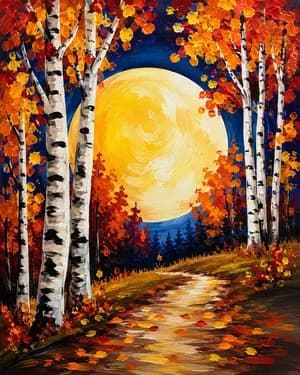 Harvest Moon in the Trees - Paint Nite event in St-Chrysostome, QC