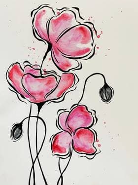 Watercolor-ish Poppies - Paint and sip event at La Pinata Fremont in Fremont, CA - PaintNite.com