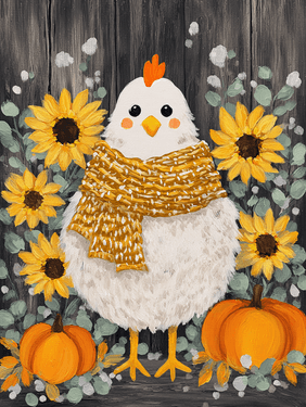 Chicken Darling Fall Feathered Friend — Painting