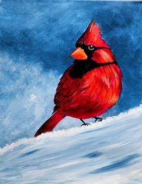 Snowy Winter Cardinal 2 - Paint and sip event at Montana's BBQ & Bar (Milton) in Milton, ON - PaintNite.com