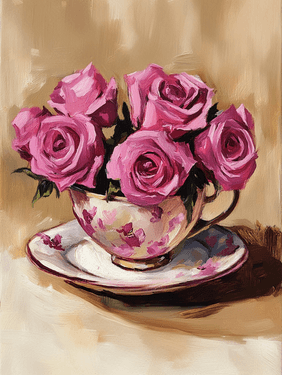 Teacup of Pink Roses - Paint and sip event at Murphy's Irish Pub and Restaurant in SONOMA, CA - PaintNite.com
