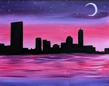 Beautiful Boston Sunset - Paint and sip event at Penny Weight Hotel in Boston, MA - PaintNite.com