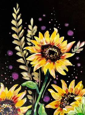 Midnight Sunflower Garden - Paint and sip event at Melange at Le Meridian Pasadena Arcadia in Arcadia , CA - PaintNite.com