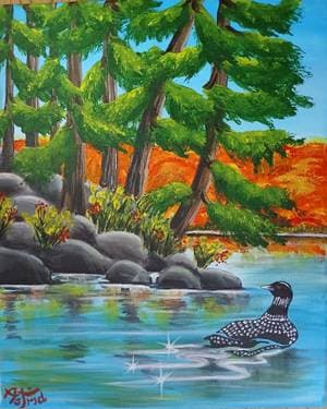 Autumn Northern Shore - Paint and sip event at One Eyed Jack Pub Lindsay in Lindsay, ON - PaintNite.com