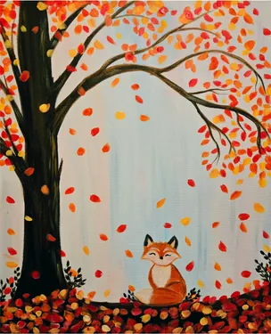 Sweet Fall Forest Fox — Painting
