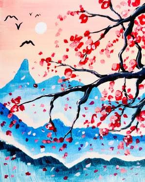 Blue Mountain Blossoms - Paint and sip event at The Twin Otter Pub in Edmonton, AB - PaintNite.com