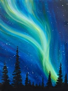 Northern Light Pines — Painting