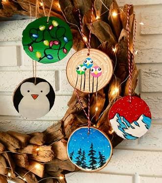Wood-Chip Ornaments - Paint and sip event at The Rec Room - South Common in Edmonton, AB - PaintNite.com