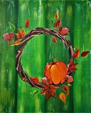 Thanksgiving Wreath - Paint and sip event at TGI Fridays (Everett) in Everett, MA - PaintNite.com