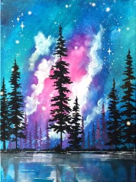 Twinkling Light Galaxy Lake - Paint and sip event at Cadillac Jacks in BLOOMINGTON, IL - PaintNite.com