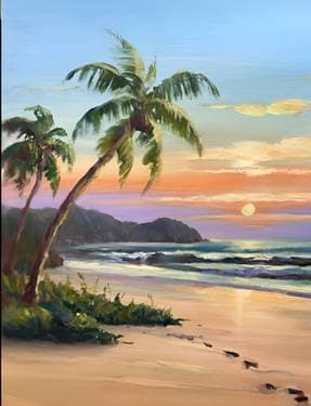 Palm Tree Heaven - Paint and sip event at Shoeless Joe's Orangeville in Orangeville, ON - PaintNite.com