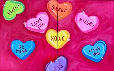 Valentine’s Day Conversation Heart Partner Painting at Sidelines Sports Bar & Grill - Glen Burnie — Painting