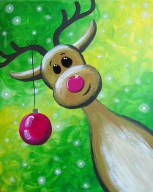 Gettin' Festive Reindeer - Paint and sip event at Dead Poet's Espresso LTD. in Moline, IL - PaintNite.com