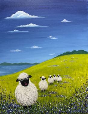 Wooly Cute Sheep - Paint Nite event in Yuba City, CA