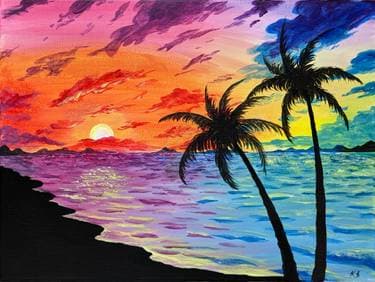 Rainbow Sunset Isles - Paint and sip event at Virtual Venue: Your Device in Sacramento , CA - PaintNite.com