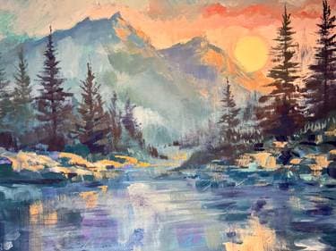 Teal Mountain Majesty - Paint Nite event in Pasadena , CA