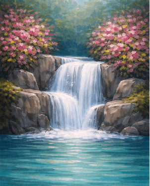 Beautiful Water Falls - Paint and sip event at Rendezvous Pub in Langley, BC - PaintNite.com