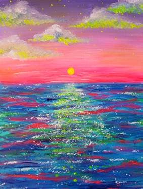 Neon Ocean Tides Sunset - Paint and sip event at Tunnel Espresso in Pointe-Claire, QC - PaintNite.com