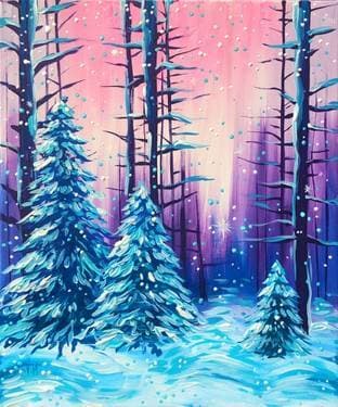 Frozen Forest II - Paint and sip event at Atelier d'Art Hadieh in Saint-Jean-sur-Richelieu, QC - PaintNite.com