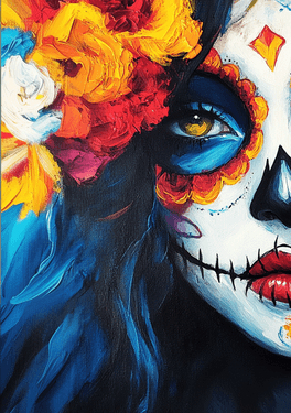 Colorful Calavera Sugar Skull Babe - Paint and sip event at The Rec Room Granville in Vancouver, BC - PaintNite.com