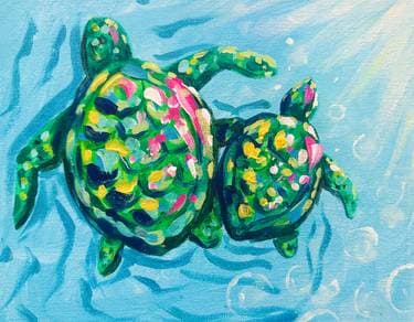 Mom and Baby Sea Turtles - Paint Nite event in Regina, SK