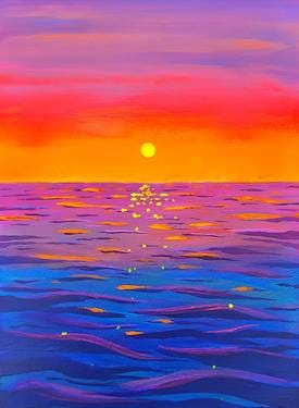 "Candy Neon Ocean Sunset" — Painting