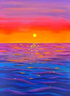 Candy Neon Ocean Sunset - Paint and sip event at Annies sur le Lac in Sainte-Anne-de-Bellevue, QC - PaintNite.com