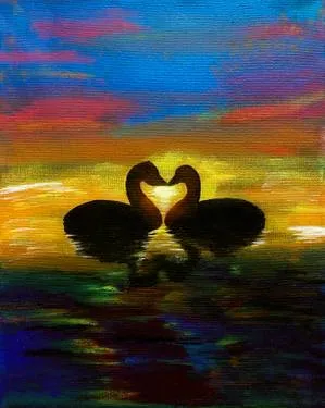 Swan Love — Painting